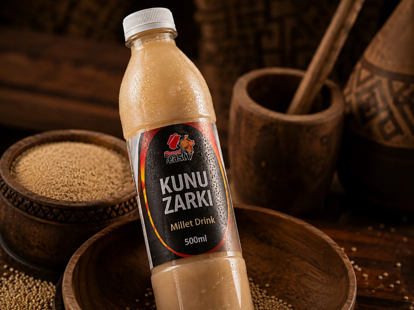 Feast of Africa kunu zaki millet drink in its bottle